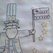 Primitive Patriotic Stitchery on vintage linen Uncle Sam