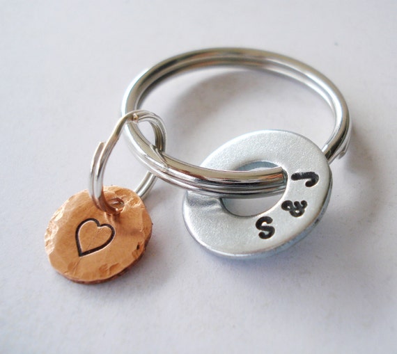 Personalized Key Chain with Hardware Washer & Copper Disc