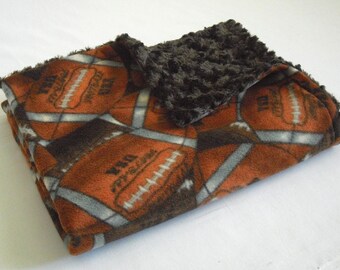 Football Baby Blanket with Super Soft Brown Minky Swirl - Football Minky Blanket - Fleece Blanket - Baby Boy Blanket - Stroller Blanket