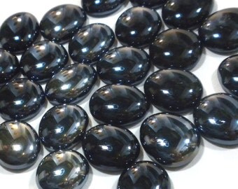 Black Iridescent Flat Back Glass Gems Mosaic Tiles - Set of 25 Vase Fillers Wedding Decor - Luster Finish