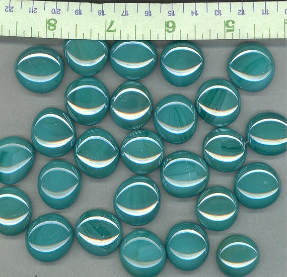 Teal Iridescent Flat Back Glass Gems Mosaic Tiles Set of 25