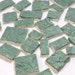CLEARANCE SALE - 25% Off - Handmade Mosaic Tiles Embossed Leaf Pattern in Parakeet Green - Ceramic - Set of 34