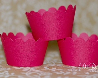 Solid Red Cupcake Wrappers - Cupcake Wraps Set of 24 - Standard or Mini