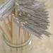 50 Gray Paper Flag Stir Sticks or Drink Stirrers with White Calligraphy