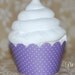 Purple & White Polka Dot Cupcake Wrappers - Standard Cupcake Wraps Set of 24