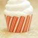 Tangerine Orange & White Stripe Cupcake Wrappers - Standard Cupcake Wraps Set of 24