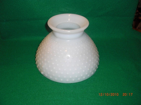 WHITE glass GLASS  milk HOBNAIL LAMP GLOBE lamp INCHES 8 WIDE SHADE MILK shade vintage VINTAGE white