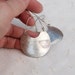 Large Silver Earrings. Crescent Shaped. Decorarted with a Slice of Quartz