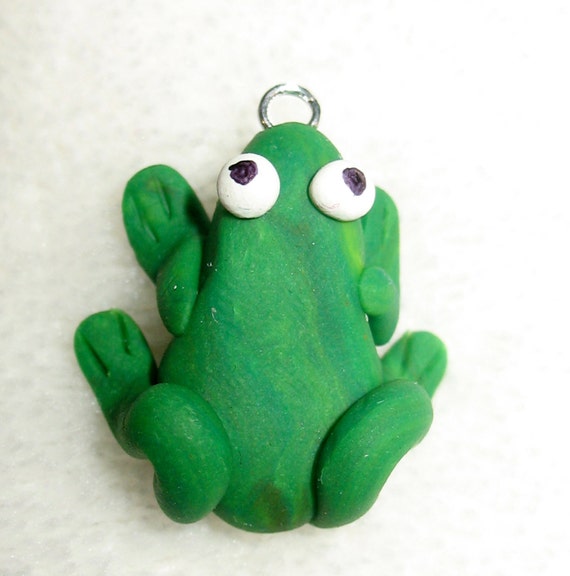 Items similar to Polymer clay cute frog pendant on Etsy