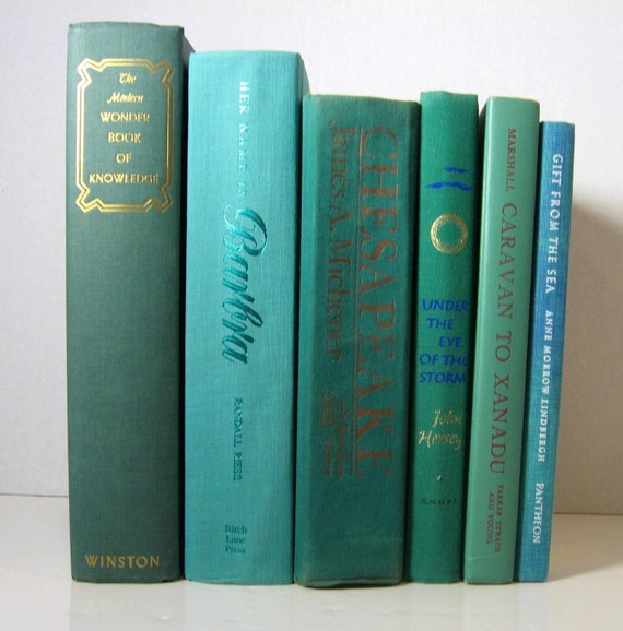 Vintage Instant Book Decor Collection Of Teal Blue Turquoise