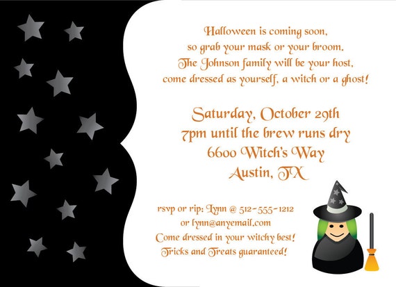 Starry Witch Halloween Invitation Il_570xn