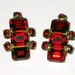 Vintage Coro Red Rhinestone Clip Earrings