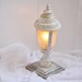 Upcycled Lamppost Light in Crackled Antique White & Marigold Yellow w/Distressed Black Base