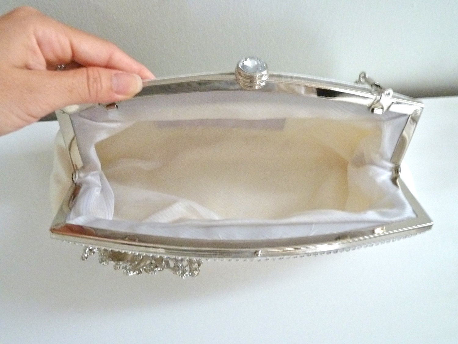 white ivory clutch bag