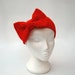 Big red bow headband handmade knitted chunky ear warmers hairband with huge bow in bright red perfect for your valentine