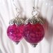 Magenta Fuchsia Earrings of Crackle Quartz Gemstone, Bali Silver, Boho Fashion Accessory for Summer