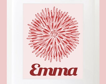 Decor Flower with Personalized Name Wall Art - 8x10 Baby Children ...