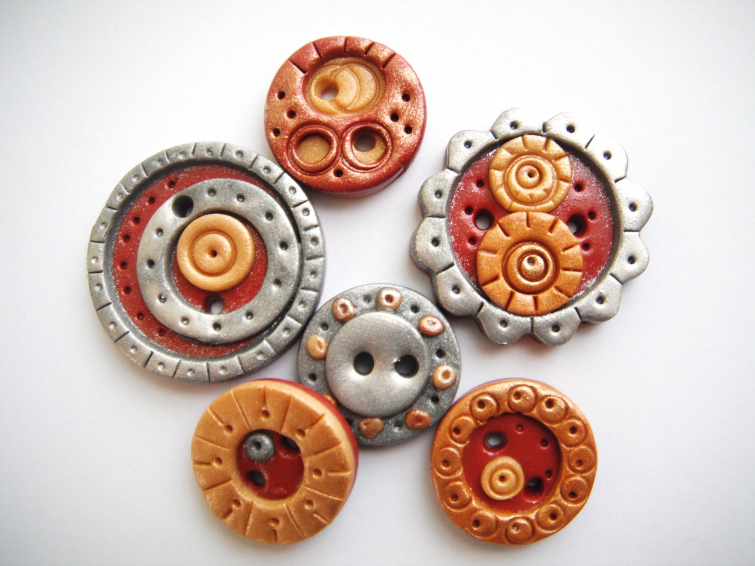 Button Steampunk polymer clay buttons 6 by digitsdesigns on Etsy