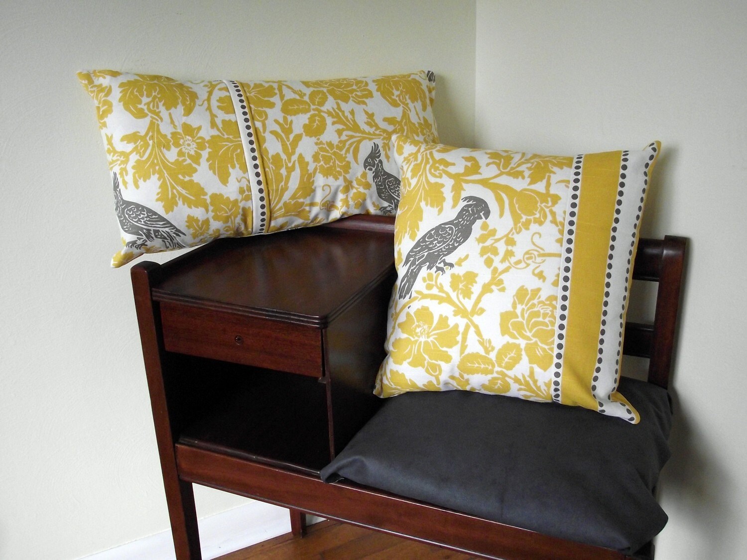 Yellow and Gray Pillow Cover Set of 2