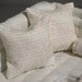 Creme with Chocolate Script European Square Pillow Pair - Dollhouse Size