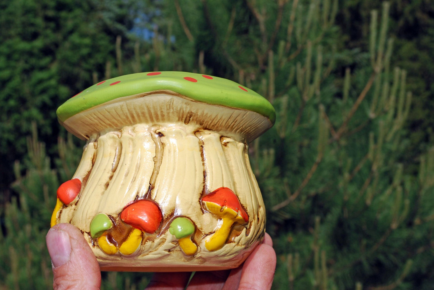 Vintage Hand Painted Mushroom Flower Pot By Stapestreasuretrove   Il Fullxfull.338828103 