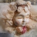 One of a Kind, Angel Art Doll Christmas Ornament, Handmade of Clay, Vintage Lace & Embellishments. FREE SHIPPING