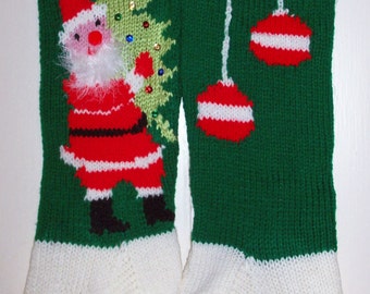 Hand Knit Christmas Stocking Old Pattern Children by Topinab