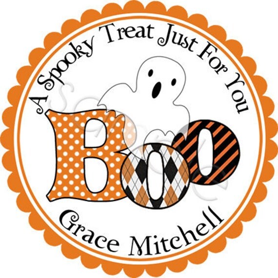 Personalized Halloween BOO Stickers Halloween by partyINK on Etsy
