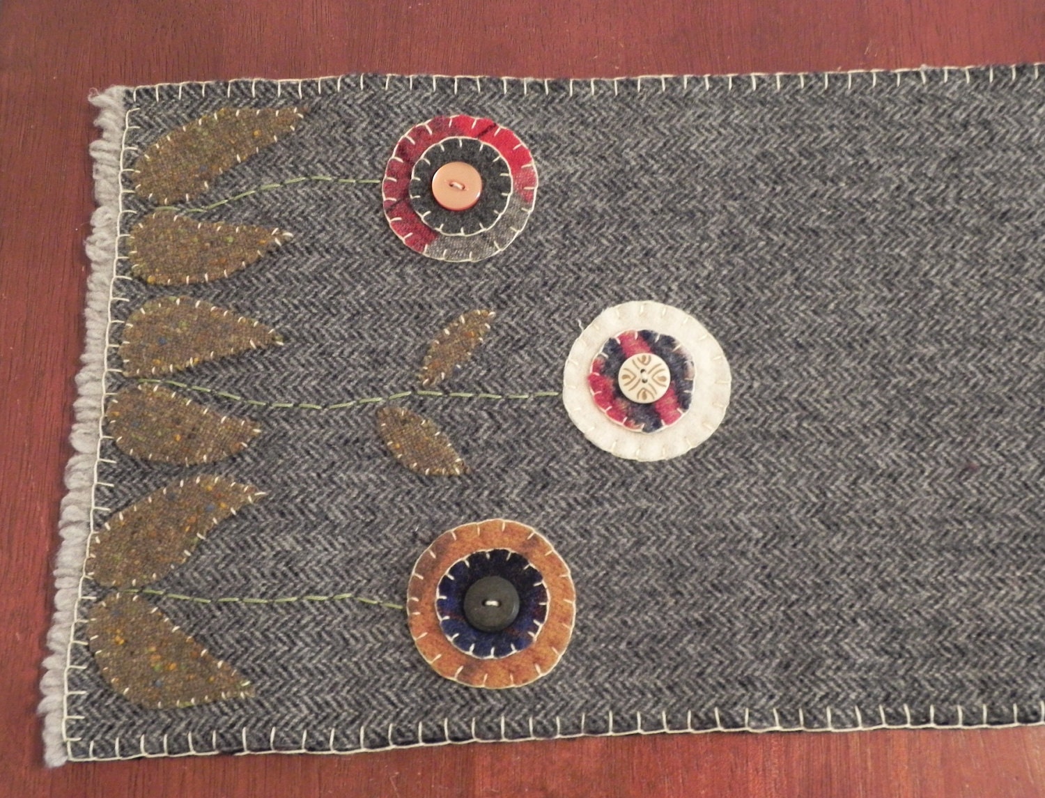Penny Rug Table Runner Reclaimed Wool Felt