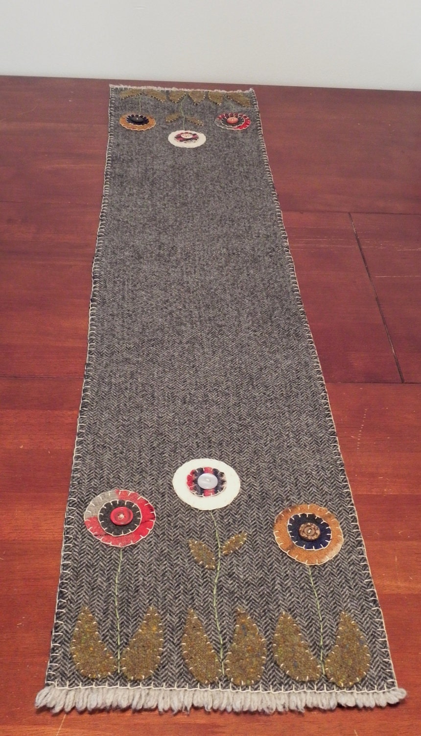 Penny Rug Table Runner Reclaimed Wool Felt