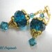 Teal Turquoise Czech Glass and Swarovski and Antique Gold Earring Drops on Leverbacks - 2 inches long