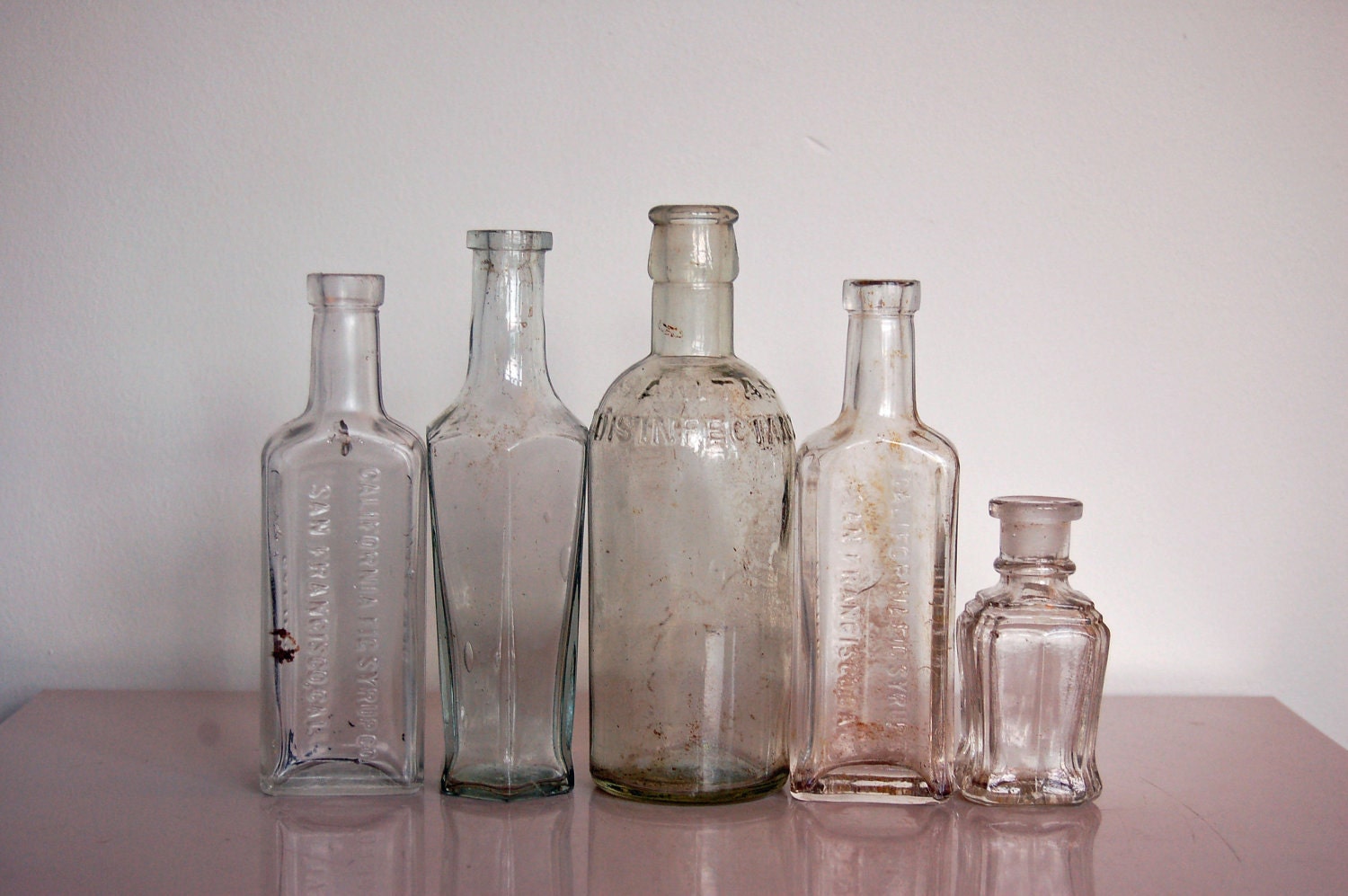 Clear Glass Bottles Vintage British Household Bottles