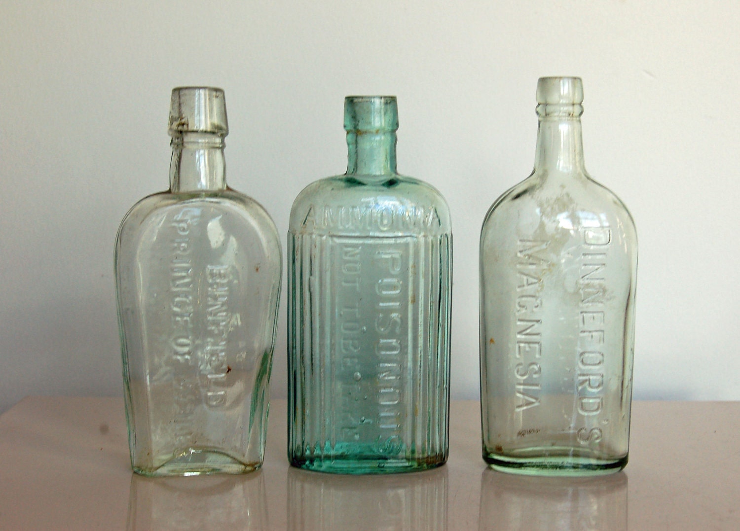 glass vintage bottle Old Hand Glass Antique Poison by GoodNorth dug Aqua Bottle Bottles