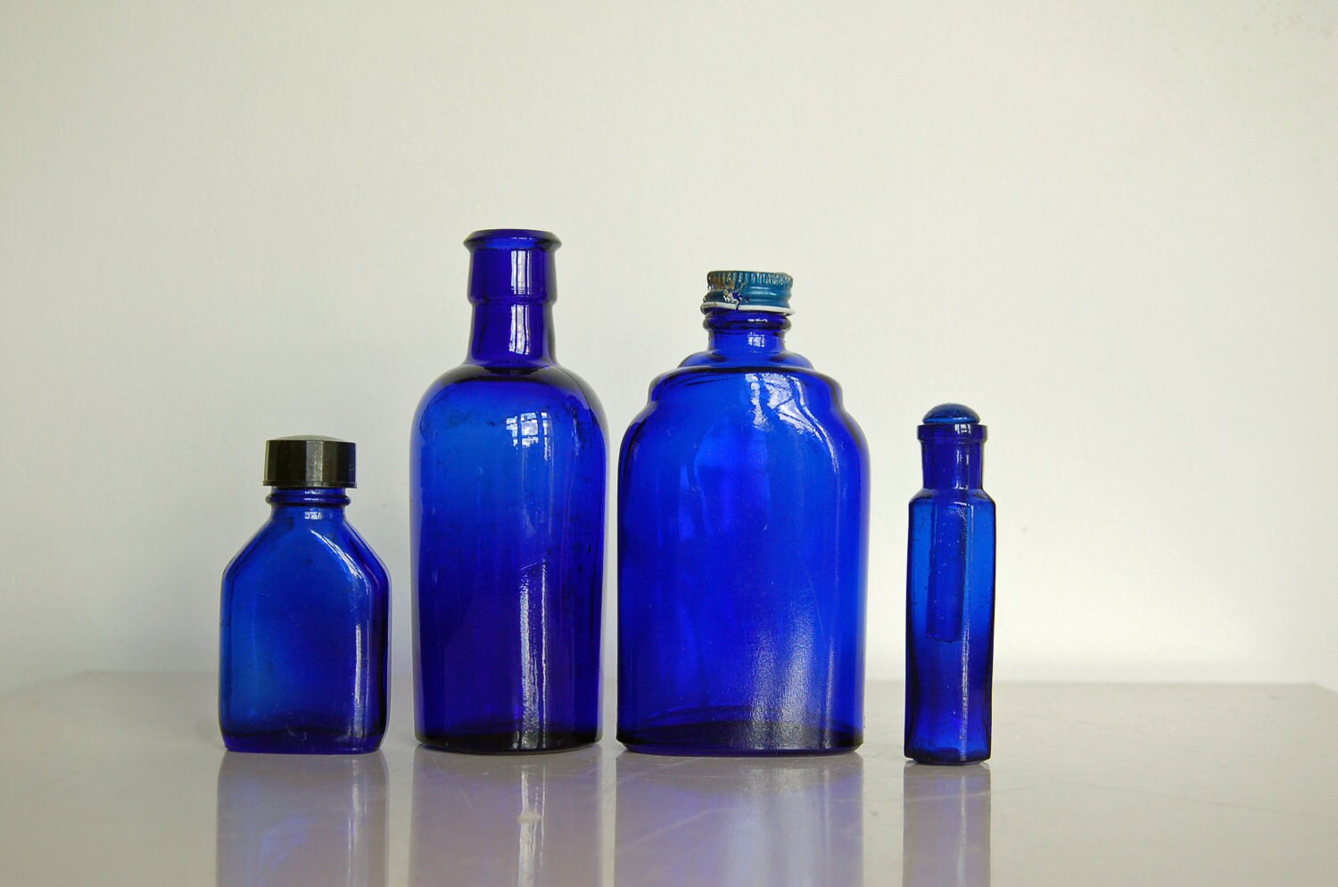 Antique Blue Glass Bottles Cobalt Vintage Bottles By Goodnorth