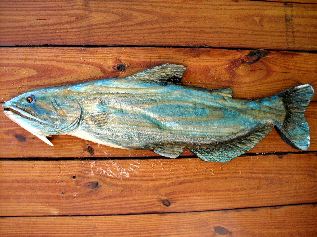 Blue Catfish 26 chainsaw wood carving freshwater by oceanarts10