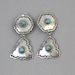 60s STERLING & TURQUOISE Concho Earrings / Large SOUTHWESTERN Clip ons
