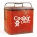 Vintage 1950's Red Metal Cooler Chest with Bottle Opener / Industrial Mantique