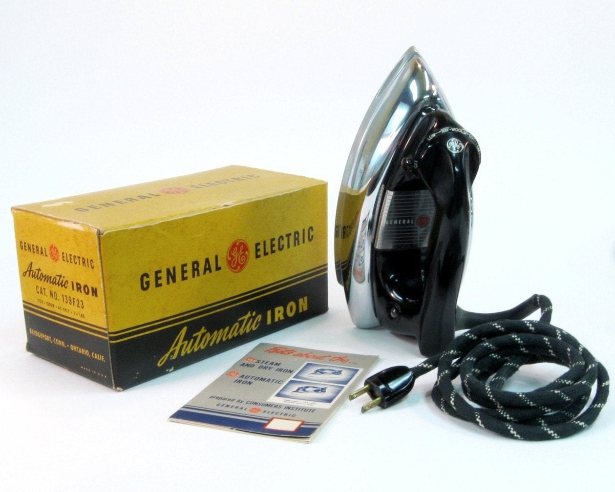 Vintage 1950s GE Automatic Iron with Original Box and