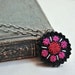 Hand Embroidered Wool Felt Necklace Black Scarlet Red Fuschia in She Likes to Tell Stories pattern