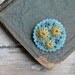 The Ruthie Pin Hand Embroidered Wool Felt in Aqua Blue Mustard Yellow Pewter Grey
