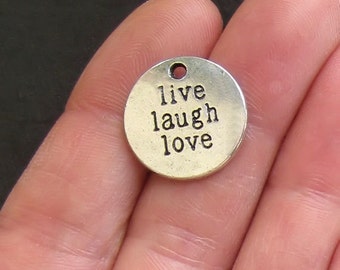 4 Live Laugh Love Charms Antique Tibetan Silver Tone - SC285