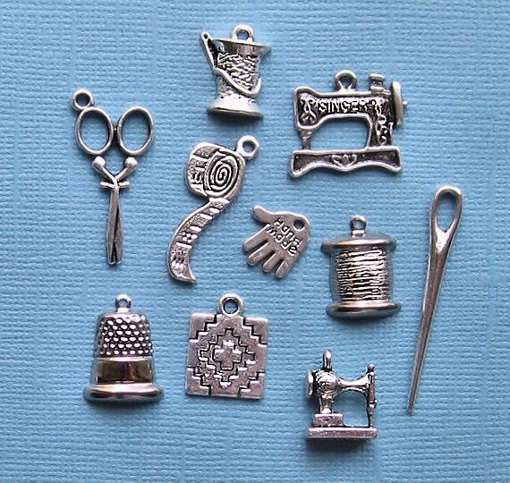 Quilting Charm Collection Antique Silver Tone by BohemianFindings