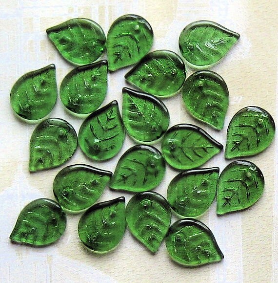 25 Glass Leaves Perfect for Beads or Pendants by BohemianFindings