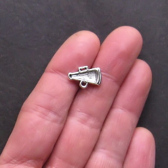 10 Cheerleader Megaphone Charms Antique Silver Tone SC824