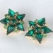 Vintage Star Shaped Emerald Green Rhinestone Earrings