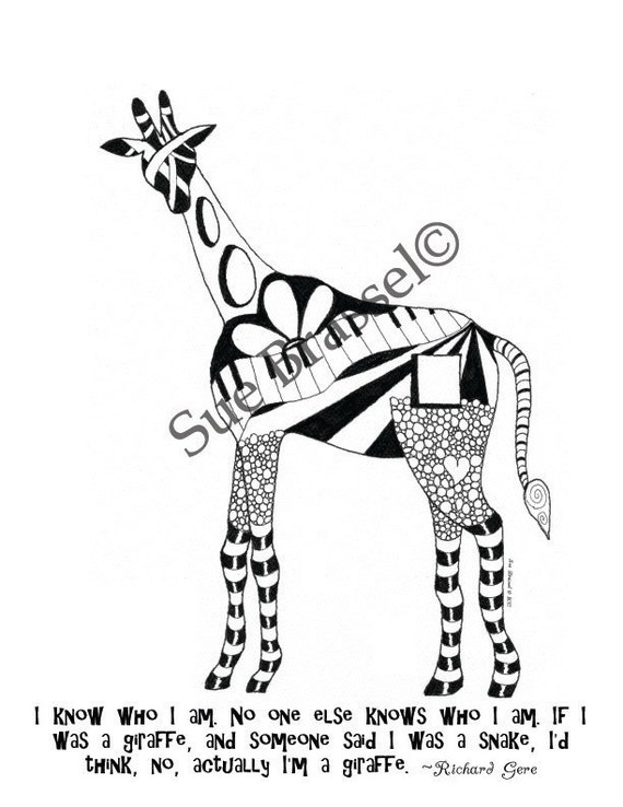 Download PDF Funky Adult Coloring Page Giraffe