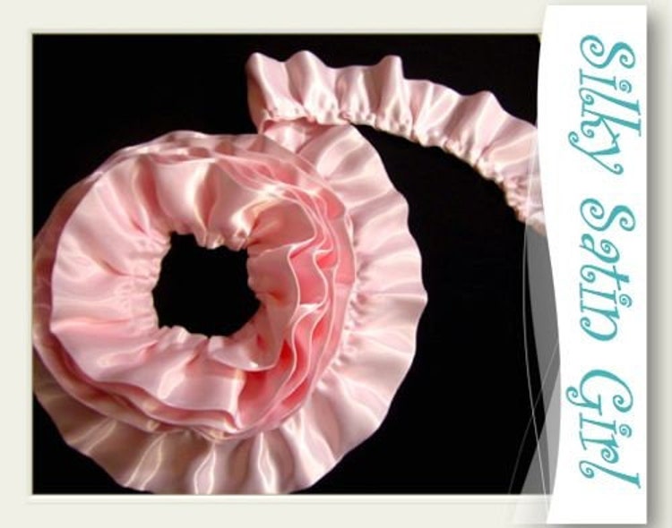Ruffled Baby Pink Satin Blanket Binding Wrights by SilkySatinGirl