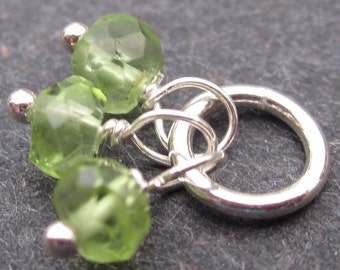 Peridot Birthstone Charm, Gemstone Trio Dangle, Bracelet Charm, August Birthstone Jewelry with Sterling Silver Jumpring