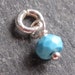 Bead Dangle Turquoise Gemstone December Birthstone Charm with Sterling Silver Jumpring