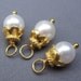 Freshwater Pearl Wire Wrapped Dangles Charms with 24k Gold Vermeil Bead Caps 6mm
